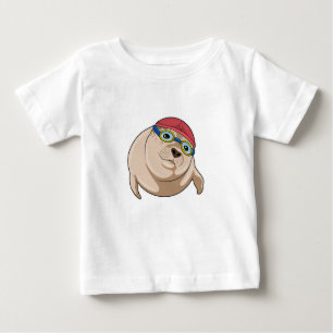 Seal at Swimming with Swimming goggles Baby T-Shirt