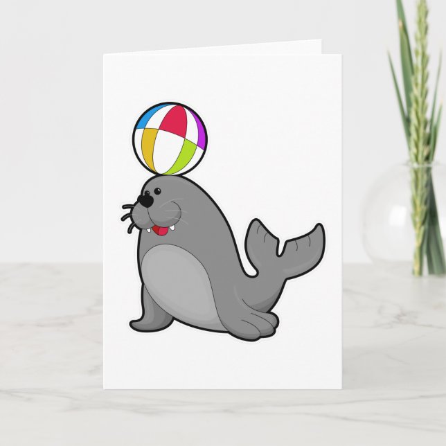 Seal at Water sports with Water polo Card (Front)