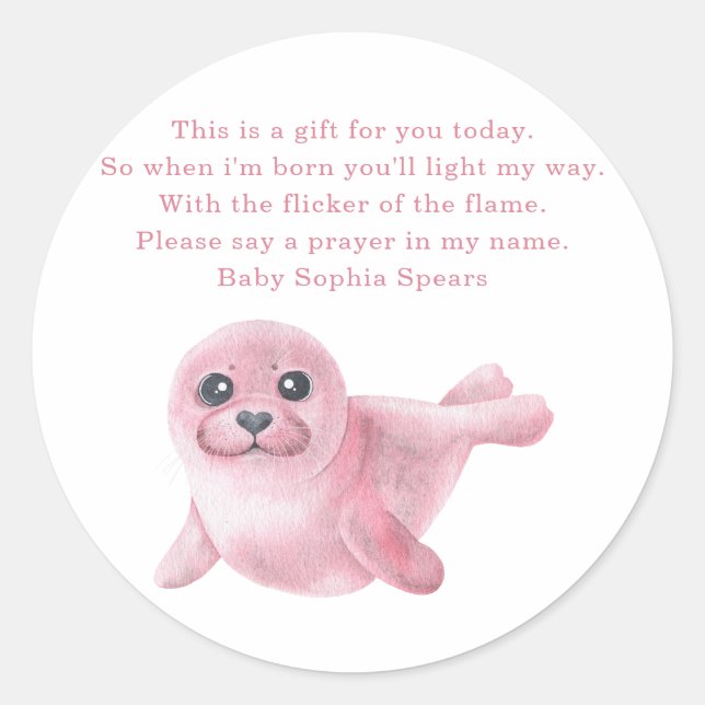 Seal baby shower - Prayer candle label (Front)