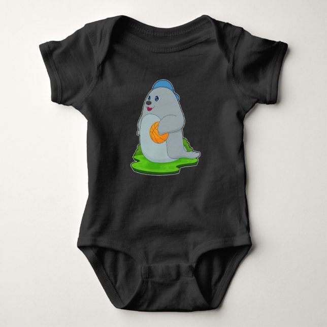 Seal Basketball player Basketball Baby Bodysuit (Front)