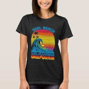 Seal Beach California Retro Throwback Surf & Beach T-Shirt