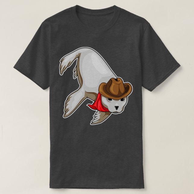 Seal Cowboy Cowboy hat T-Shirt (Design Front)