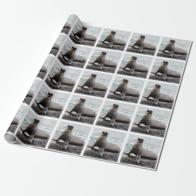 Seal Custom background colour Wrapping Paper (Unrolled)