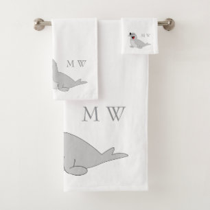 Seal Design Monogrammed Bath Towel Set