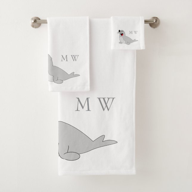 Seal Design Monogrammed Bath Towel Set (Insitu)