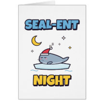 Seal-ent Night Cute Seal Christmas Pun Card