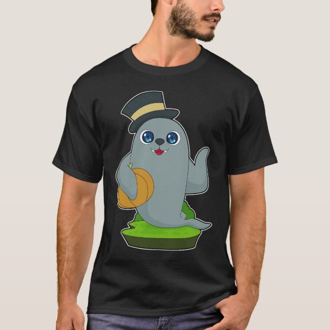 Seal Halloween Pumpkin T-Shirt (Front)
