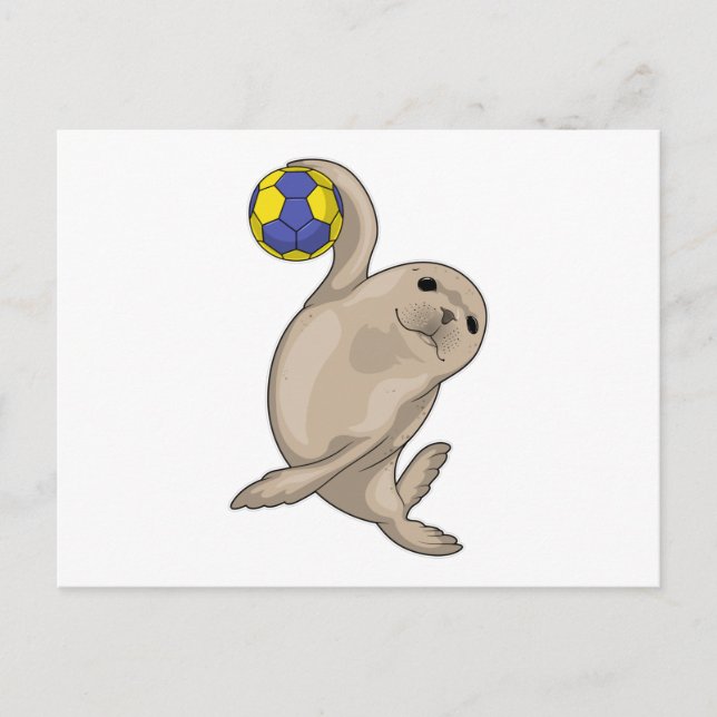 Seal Handball player Handball Postcard (Front)