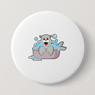 Seal in Bathtub 7.5 Cm Round Badge
