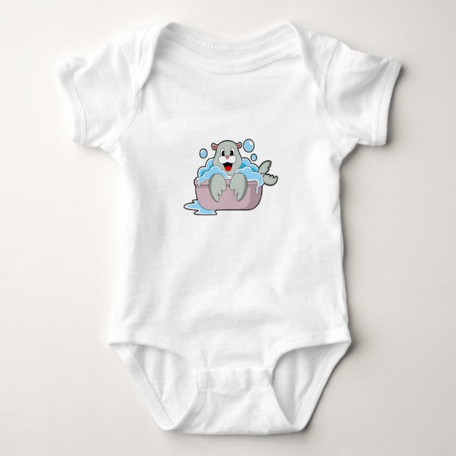 Seal in Bathtub Baby Bodysuit (Front)