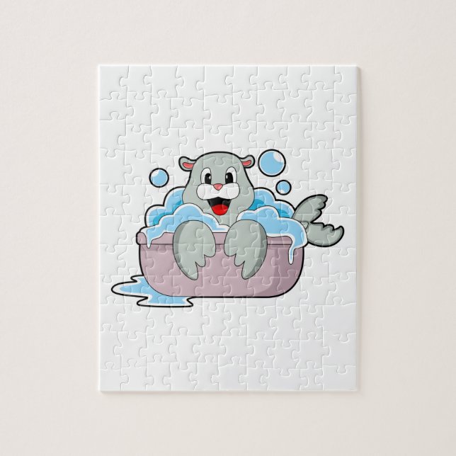 Seal in Bathtub Jigsaw Puzzle (Vertical)