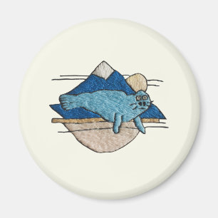 Seal in embroidery design magnet