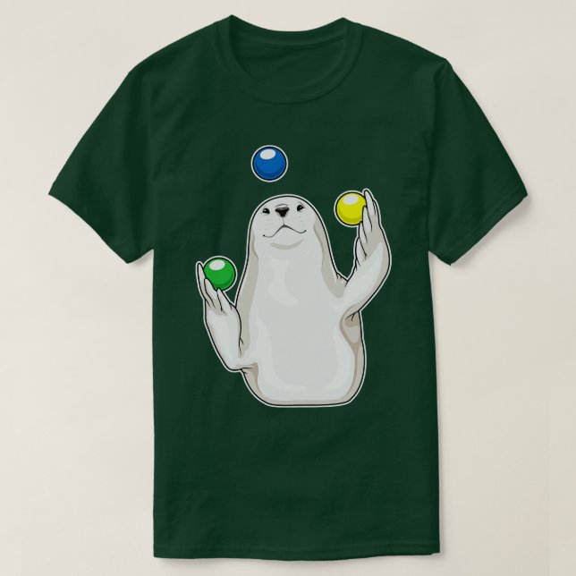 Seal Juggler Juggle T-Shirt (Design Front)