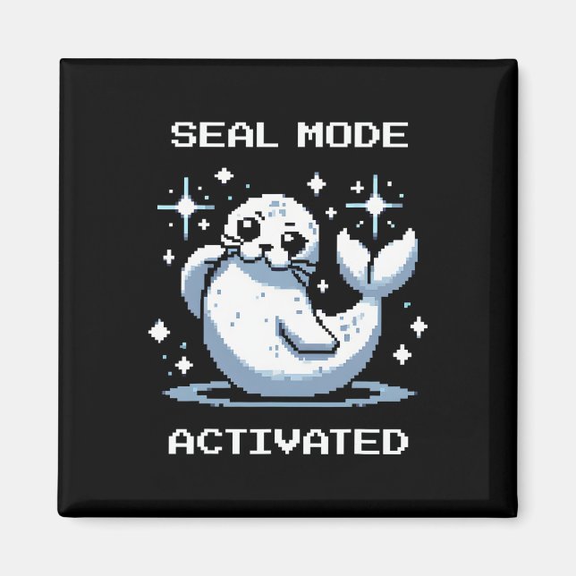 Seal Mode Activated Pixel Art Seal Retro Gamer Sty Magnet (Front)