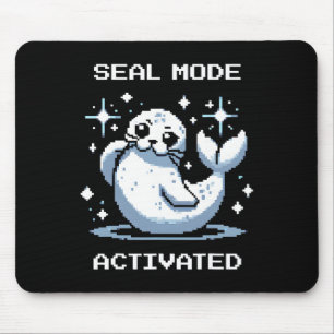 Seal Mode Activated Pixel Art Seal Retro Gamer Sty Mouse Pad