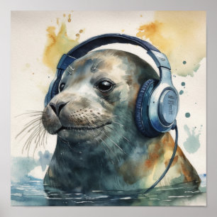 Seal Music Factory Headphones Art Print