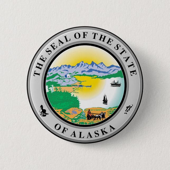 Seal of Alaska State USA Button (Front)