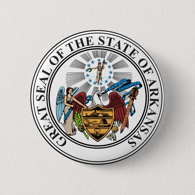 Seal of Arkansas State USA Button (Front)
