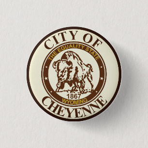 Seal of Cheyenne, Wyoming 3 Cm Round Badge