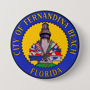Seal of Fernandina Beach, Florida 7.5 Cm Round Badge
