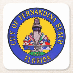 Seal of Fernandina Beach, Florida Square Paper Coaster