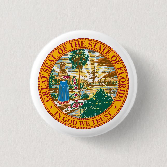 Seal of Florida 3 Cm Round Badge (Front)