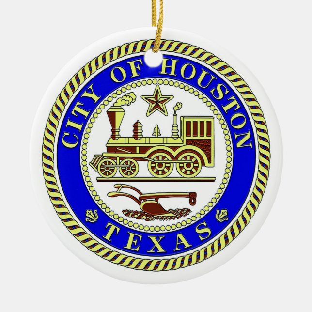 Seal of Houston Ceramic Tree Decoration (Front)