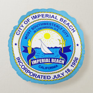 seal of Imperial Beach, California Round Cushion