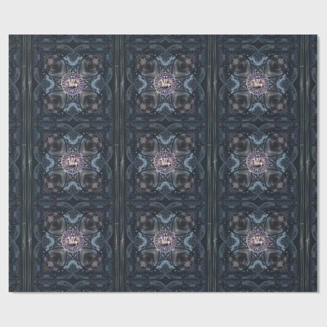 SEAL OF KNIGHTS TEMPLAR ON IRON CROSS Black Tiles Wrapping Paper (Flat)