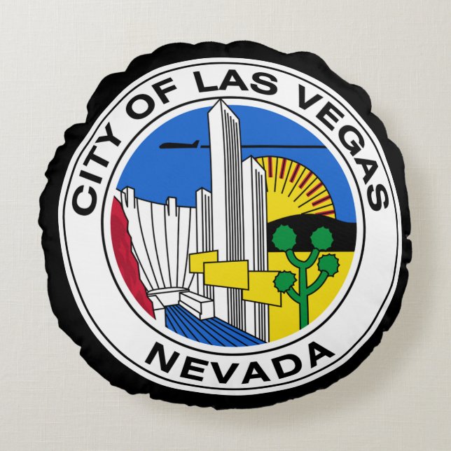 Seal of Las Vegas, Nevada Round Cushion (Front)