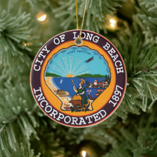 Seal of Long Beach, California Ceramic Ornament