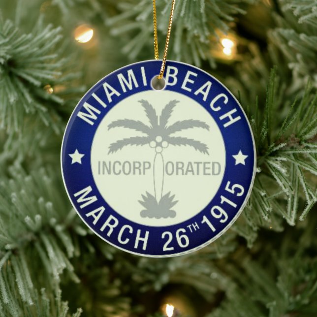 Seal of Miami Beach, Florida Ceramic Ornament (Tree)
