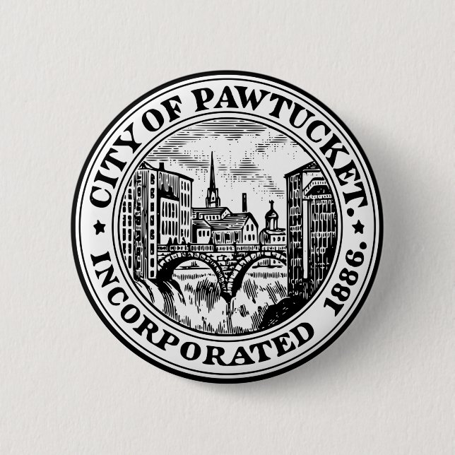 Seal of Pawtucket, Rhode Island 6 Cm Round Badge (Front)
