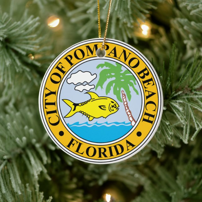 Seal of Pompano Beach, Florida Ceramic Ornament (Tree)