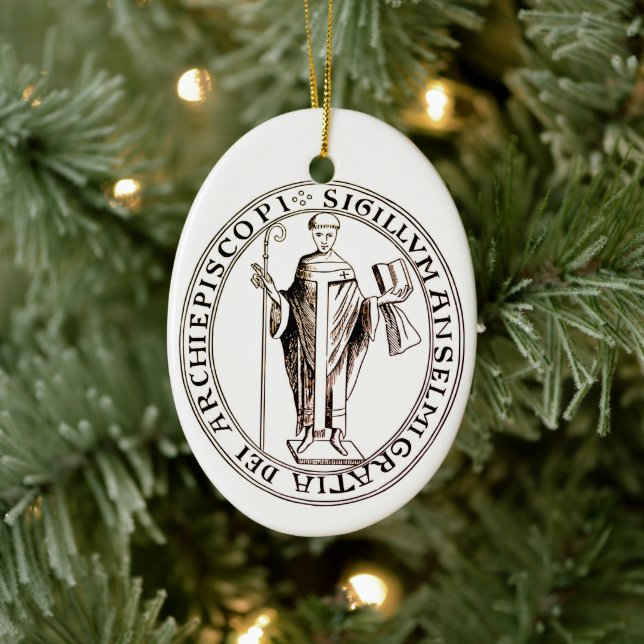 Seal of Saint Anselm of Canterbury Ceramic Ornament (Tree)