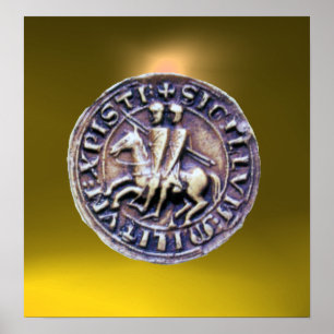 SEAL OF THE KNIGHTS TEMPLAR gem dark yellow Poster