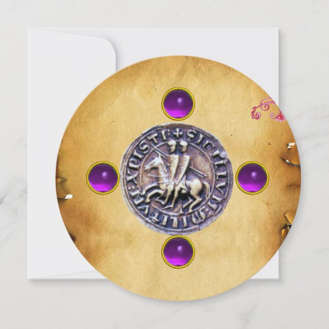 SEAL OF THE KNIGHTS TEMPLAR  gem purple Invitation (Front)