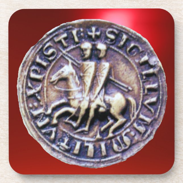 SEAL OF THE KNIGHTS TEMPLAR  gem  red Coaster (Front)