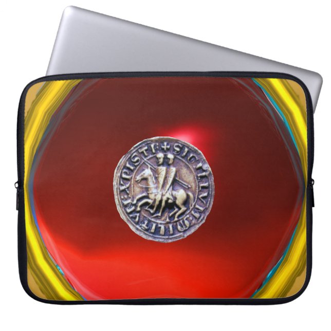 SEAL OF THE KNIGHTS TEMPLAR grey gem red Laptop Sleeve (Front)