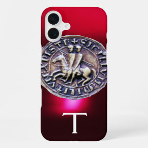 SEAL OF THE KNIGHTS TEMPLAR MONOGRAM burgundy iPhone Case