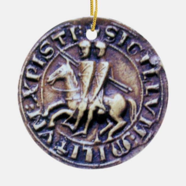 SEAL OF THE KNIGHTS TEMPLAR MONOGRAM gem blue Ceramic Ornament (Front)