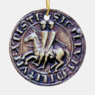SEAL OF THE KNIGHTS TEMPLAR MONOGRAM gem purple Ceramic Tree Decoration