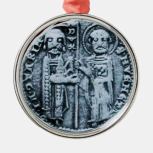 SEAL OF THE KNIGHTS TEMPLAR MONOGRAM gem purple Metal Ornament