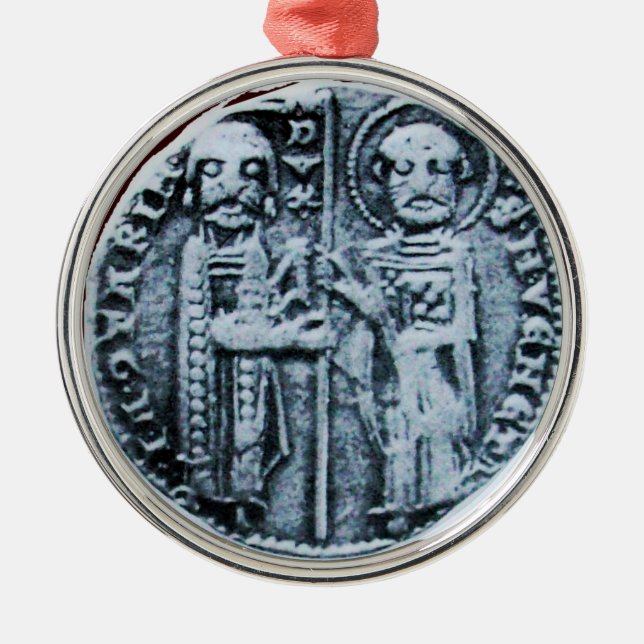 SEAL OF THE KNIGHTS TEMPLAR MONOGRAM gem purple Metal Ornament (Front)