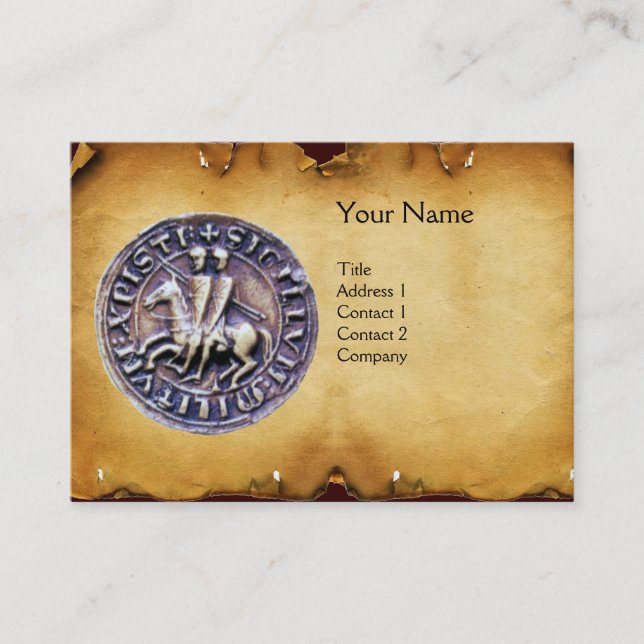 SEAL OF THE KNIGHTS TEMPLAR MONOGRAM parchment Business Card (Front)