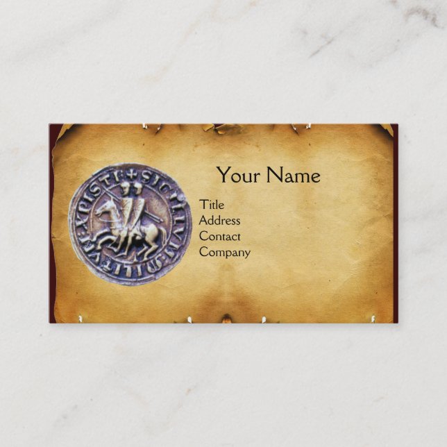 SEAL OF THE KNIGHTS TEMPLAR MONOGRAM parchment Business Card (Front)