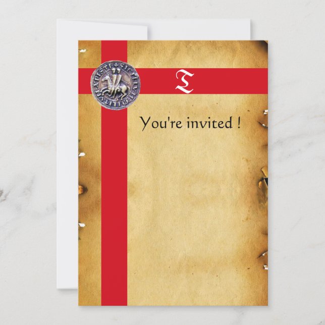 SEAL OF THE KNIGHTS TEMPLAR, Monogram  Parchment Invitation (Front)