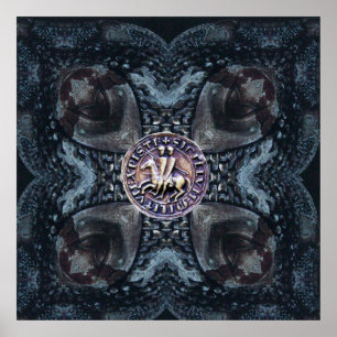 SEAL OF THE KNIGHTS TEMPLAR ON IRON CROSS Black Poster