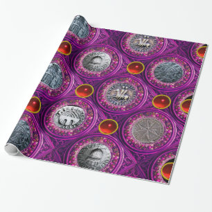 SEAL OF THE KNIGHTS TEMPLAR Purple Red Ruby Gems Wrapping Paper