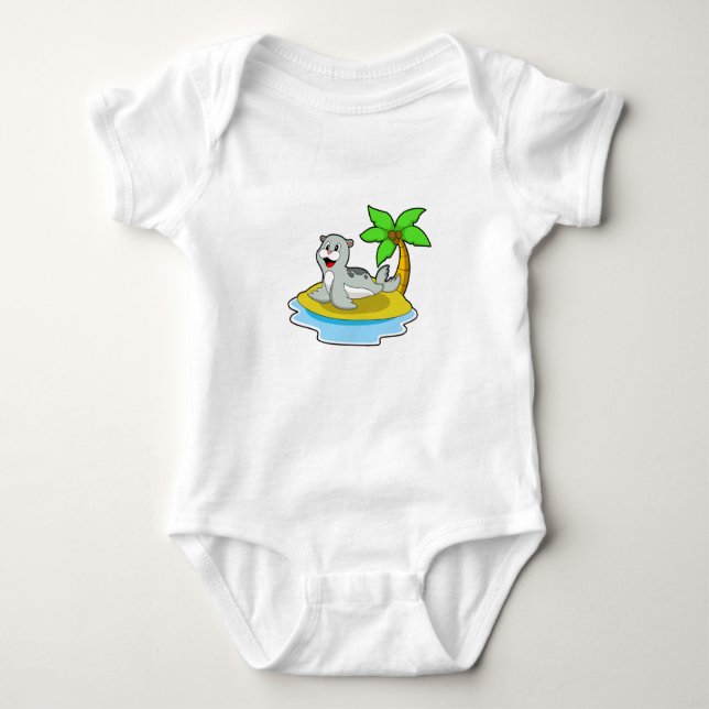 Seal on Island Baby Bodysuit (Front)